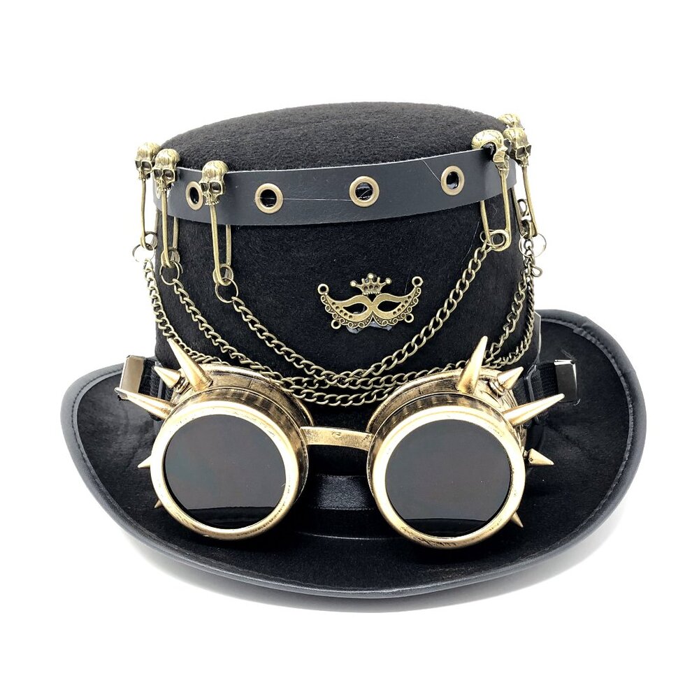 Steampunk Top Hat Metallic Scientist Time Traveler Halloween Costume Cosplay Hat